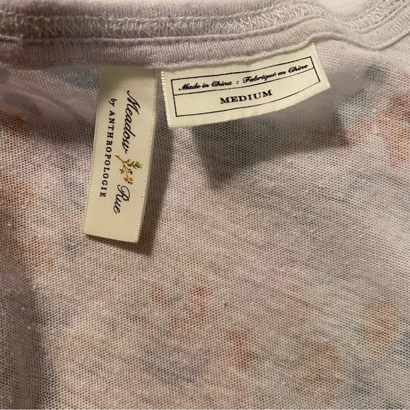 Anthropologie Meadow Rue Linen Blend Floral T-Shirt - Picture 8 of 13